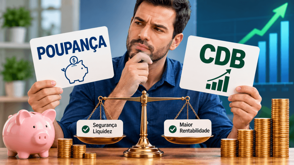 CDB ou Poupança: Qual Vale Mais a Pena? Comparação entre investimentos de renda fixa para iniciantes.