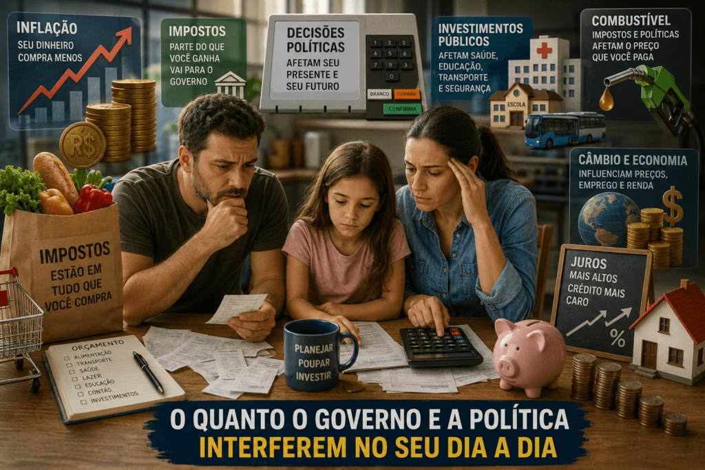 O quanto o governo e a política interferem no seu dia a dia e afetam as finanças pessoais de uma família brasileira.