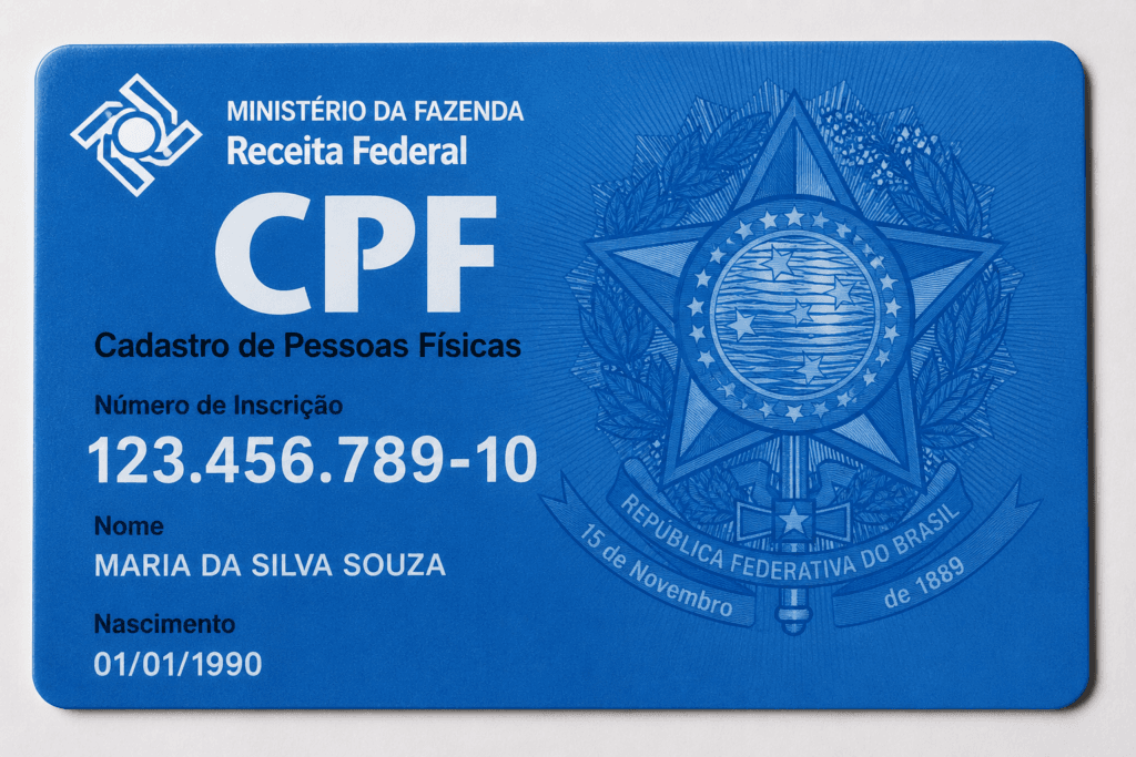 Cartão de CPF usado para representar a consulta da situação cadastral