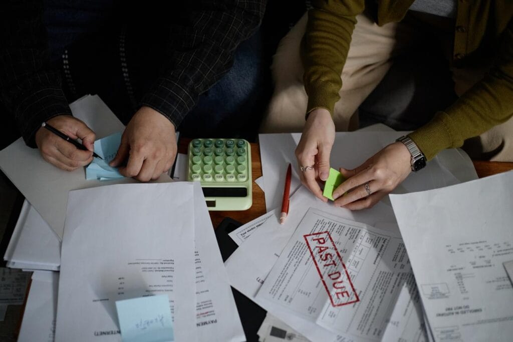 Papel escritorepresentando uma dívida com desconto